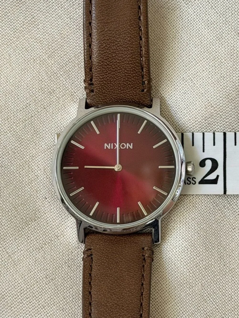 Nixon The Porter Burgundy Red Dial Leather Watch Quiet Luxury Minimalist Unisex